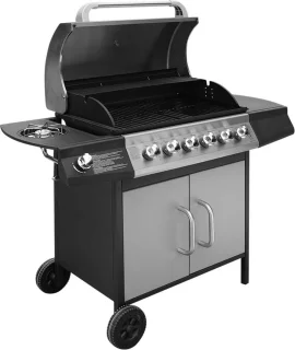vidaXL Gasbarbecue 6+1 zones zwart zilver