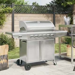 vidaXL Gasbarbecue roestvrij staal zilverkleurig
