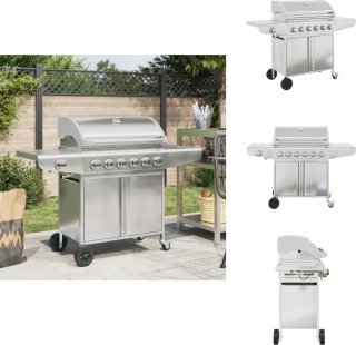 De vidaXL Gasbarbecue roestvrij staal zilverkleurig in één oogopslag