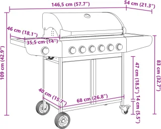 vidaXL Gasbarbecue roestvrij staal zilverkleurig