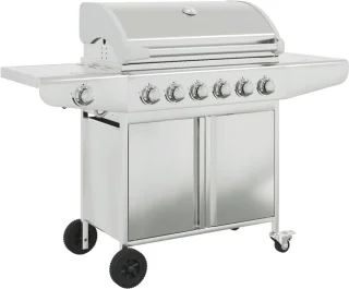 vidaXL Gasbarbecue roestvrij staal zilverkleurig