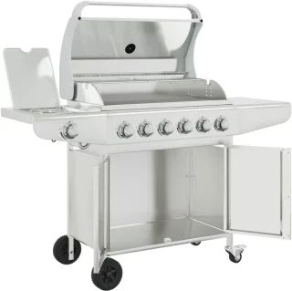 vidaXL Gasbarbecue roestvrij staal zilverkleurig