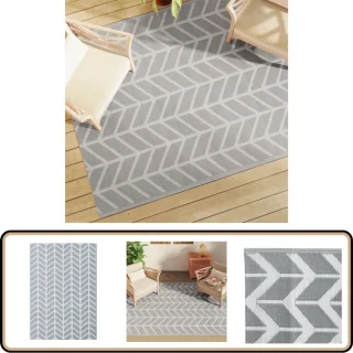 vidaXL Jacquard Tuintapijt 160x230 cm Grijs