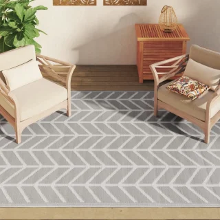 vidaXL Jacquard Tuintapijt 160x230 cm Grijs