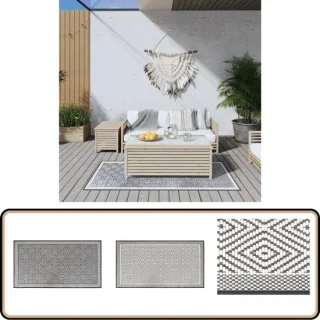 vidaXL Omkeerbaar Buitenkleed 80x150 cm Grijs/Wit