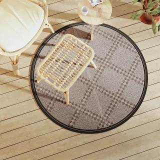 vidaXL Rond Buitenkleed 120 cm Bruin Polypropyleen