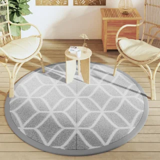 vidaXL Rond Buitenkleed 160 cm Grijs Polypropyleen