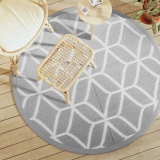 vidaXL Rond Buitenkleed 160 cm Grijs Polypropyleen