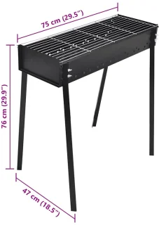 vidaXL Staande houtskoolbarbecue vierkant 75x28 cm