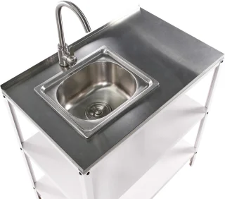 VILAMA Buitenkeuken met spoelbak Wit 80x50x92 cm Staal