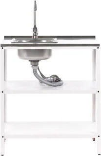 VILAMA Buitenkeuken met spoelbak Wit 80x50x92 cm Staal