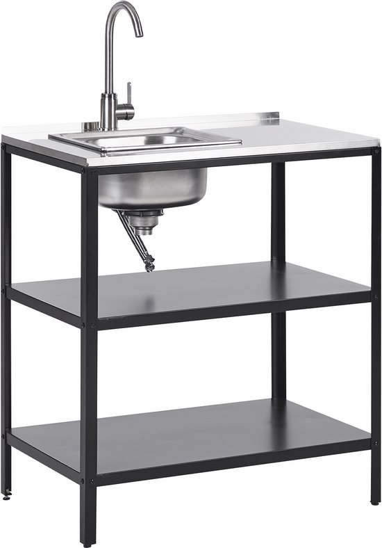 VILAMA Buitenkeuken Zwart Met Spoelbak Staal 80x50x92 cm review