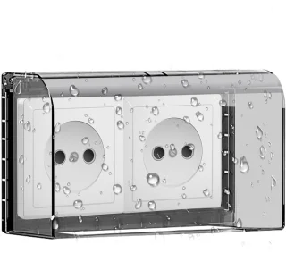 Weerbestendige wandcontactdoos met transparante bescherming, type 86
