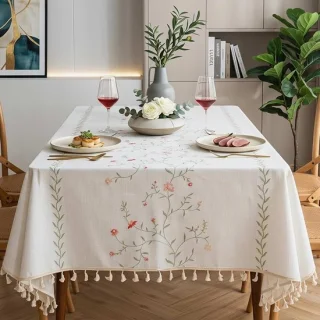 Witte afwasbare tafelkleed linnenlook 140 x 140 cm