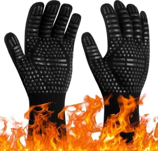 Zwarte hittebestendige grillhandschoenen tot 800°C
