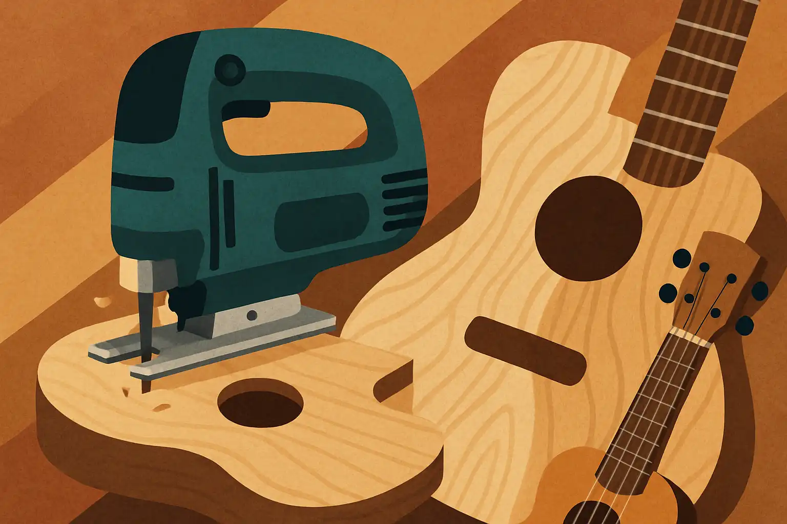 Maak je eigen houten gitaar of ukelele met alleen een decoupeerzaag: zo doe je dat