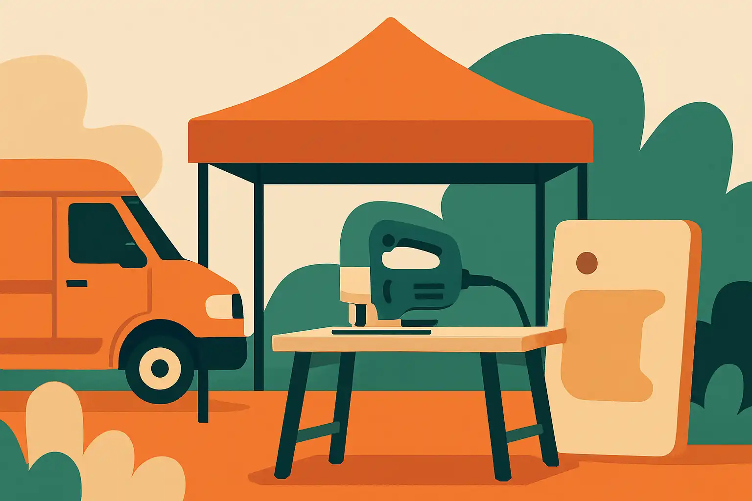 Van bus naar pop-up werkplaats: zo richt je een mobiele decoupeerzaag-setup in voor workshops en markten