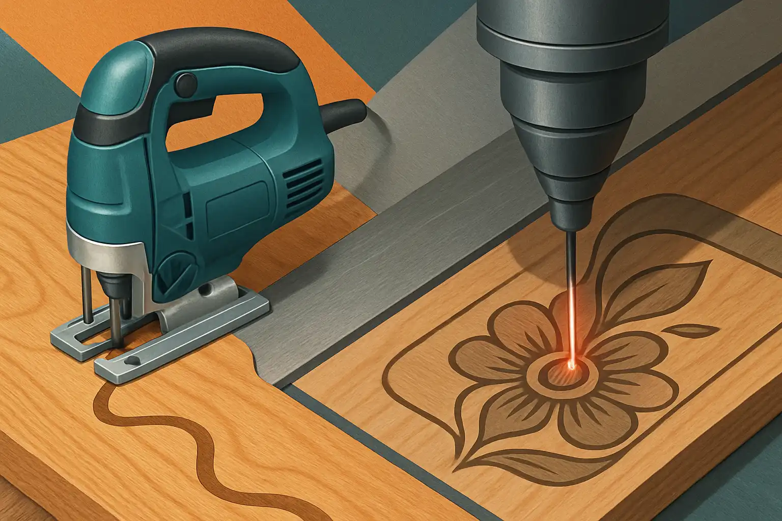 Zo combineer je decoupeerzaag en lasergravure voor unieke mixed-media projecten