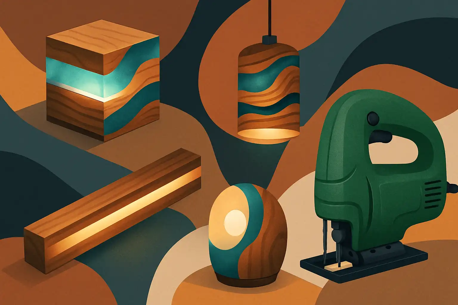 Zo maak je unieke lampen van hout, epoxy en led met je decoupeerzaag