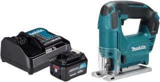 De Makita JV 101 DSM1 accu-decoupeerzaag 12 V max. 65 mm + 1x accu 4,0 Ah + oplader in één oogopslag