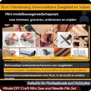 10-in-1 Modelbouw Zaagset voor Hout en DIY - Inclusief Zagen, Decoupeerbladen en Naaldvijlen