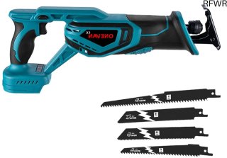 De RFWR® Accu Reciprozaag met 4 Zaagbladen - Krachtige Elektrische Tijgerzaag voor Hout, Metaal en PVC in één oogopslag