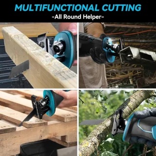 RFWR® Accu Reciprozaag met 4 Zaagbladen - Krachtige Elektrische Tijgerzaag voor Hout, Metaal en PVC