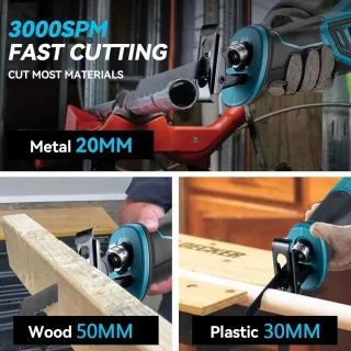 RFWR® Accu Reciprozaag met 4 Zaagbladen - Krachtige Elektrische Tijgerzaag voor Hout, Metaal en PVC