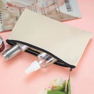 12x Canvas Tasjes 21x12 cm Reis Make-up Toilettas met Ritssluiting