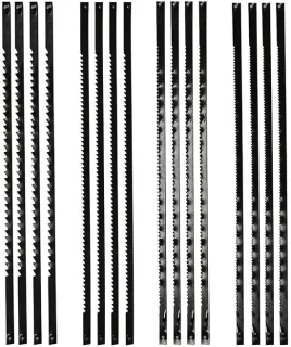 16 decoupeerzaagbladen, 133 mm, set met pen, 10, 15, 18 en 24 tanden, koolstofstaal