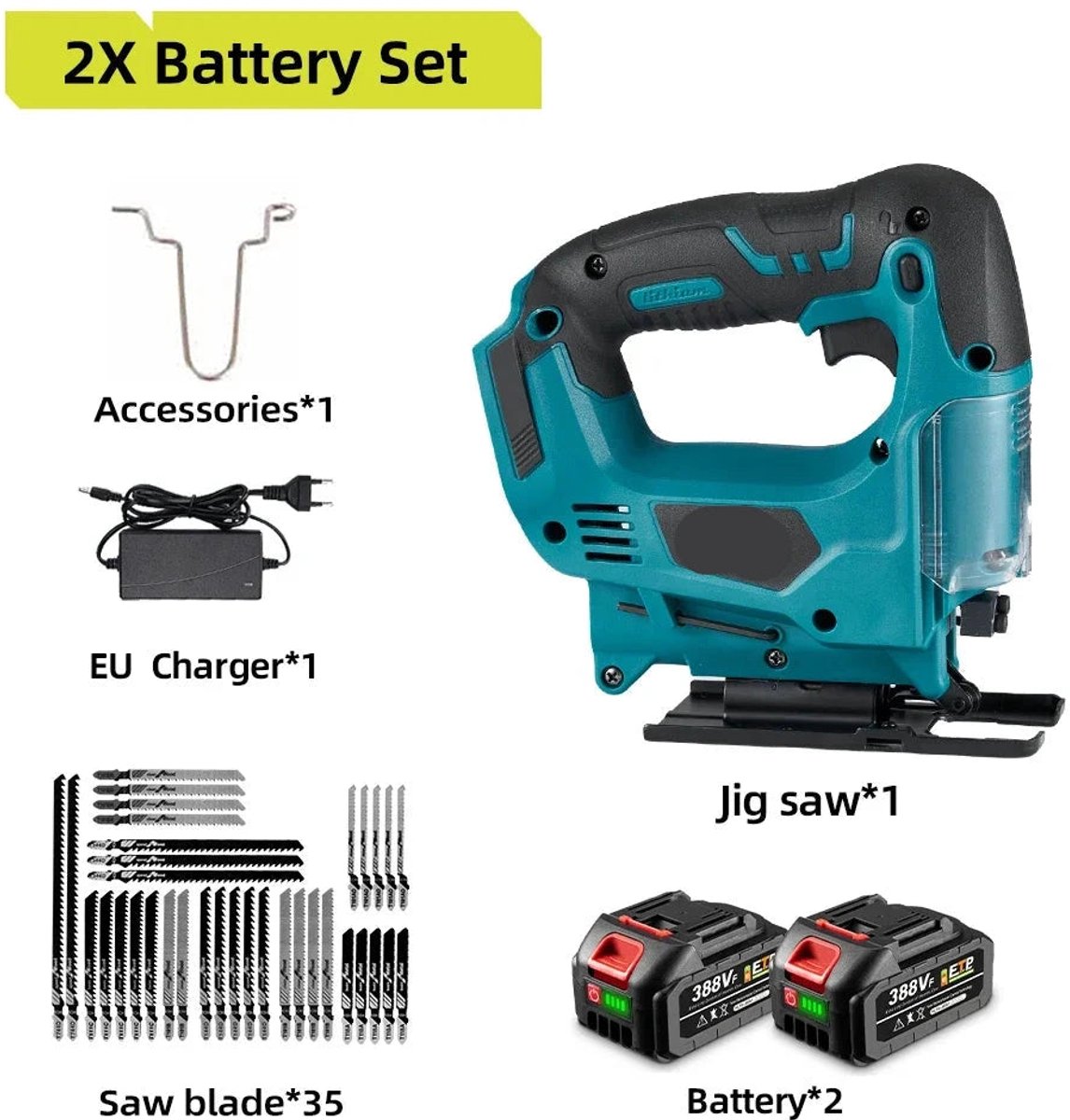 De Accu Decoupeerzaag 18V 65mm 2 Accu's in één oogopslag