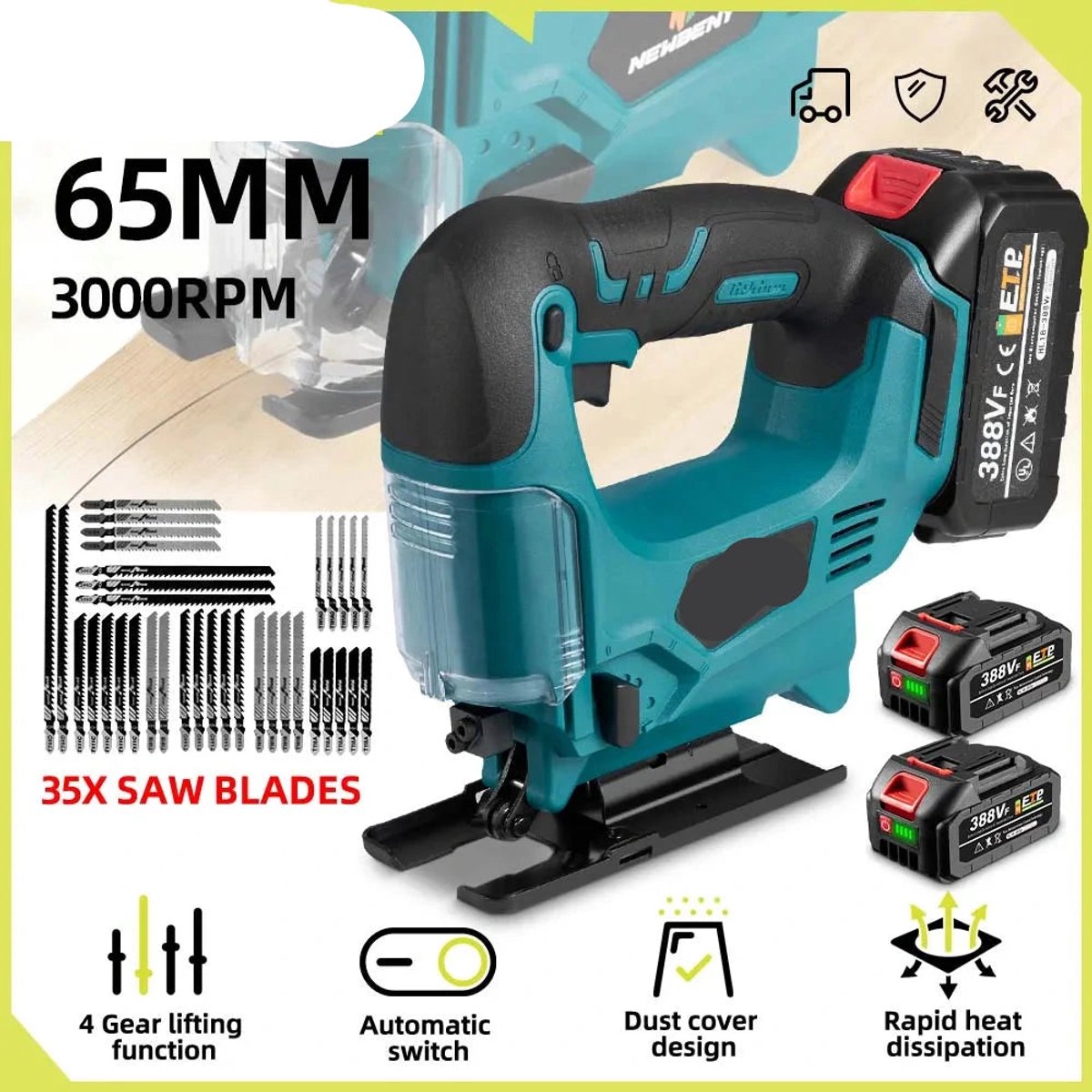 Wat vinden we goed aan de Accu Decoupeerzaag 18V 65mm 2 Accu's