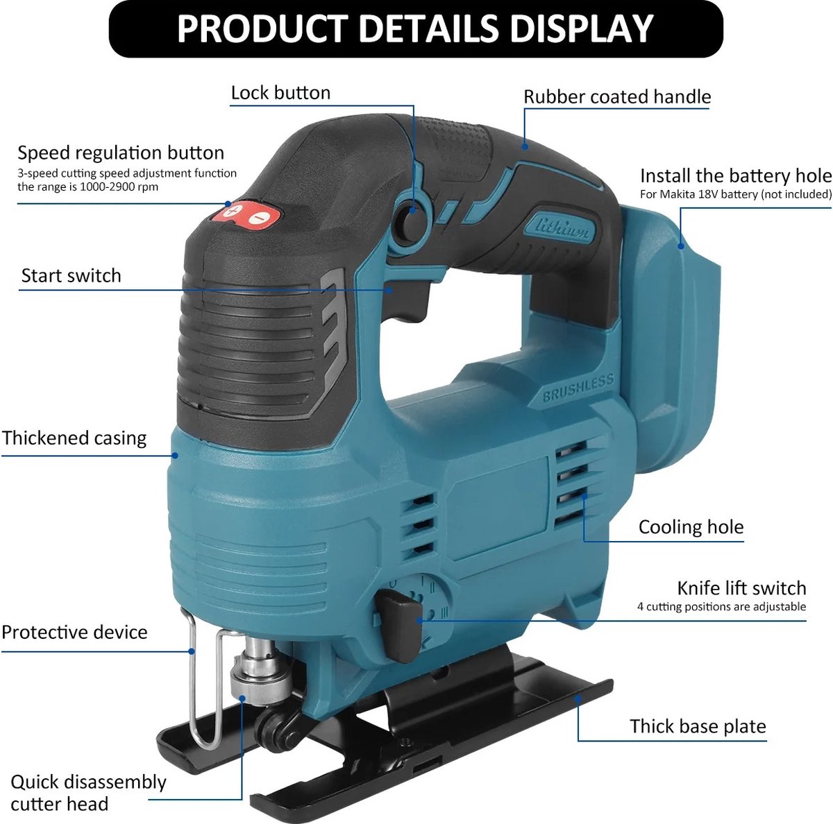Wat vinden we goed aan de Borstvo Borstelloze 18V Decoupeerzaag met accu 900W