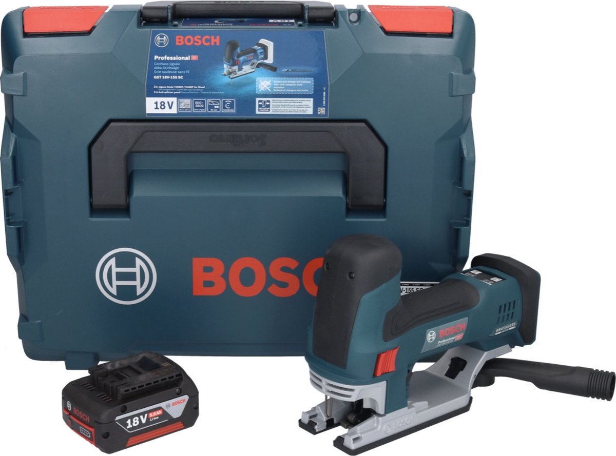 Wat vinden we goed aan de Bosch GST 18V-155 SC Accudecoupeerzaag 18 V + Accu 5.0 Ah + L-Boxx