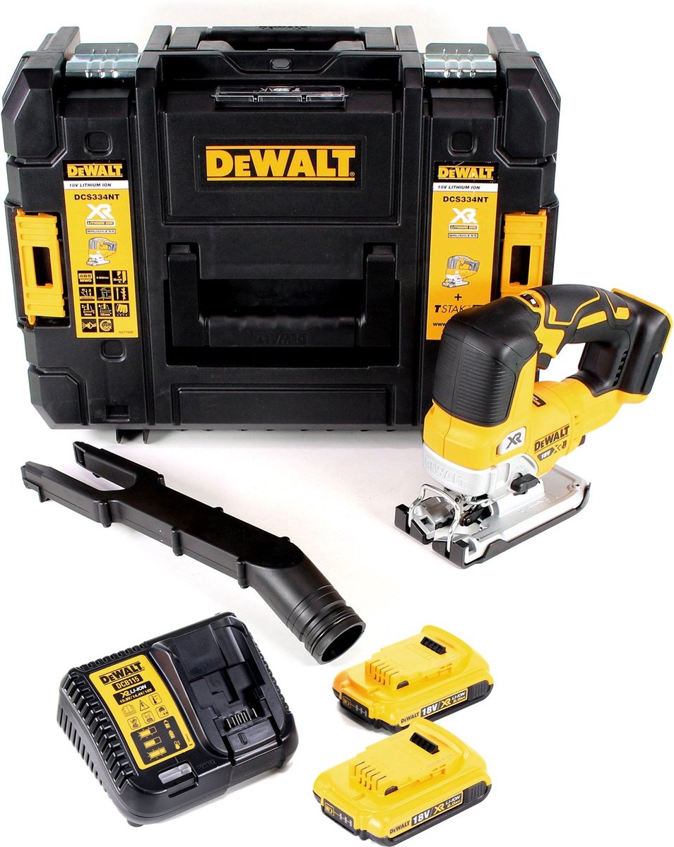 DeWalt DCS334 D2 accu-pendeldecoupeerzaag 18V + 2 accu's 2.0Ah + lader + TSTAK