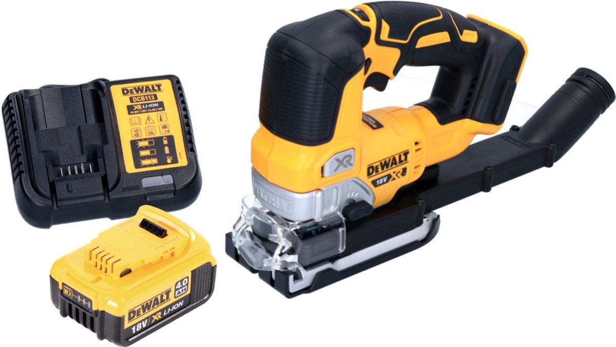 Wat vinden we goed aan de DeWalt DCS334M1 accu-pendeldecoupeerzaag 18V borstelloos inclusief accu en lader