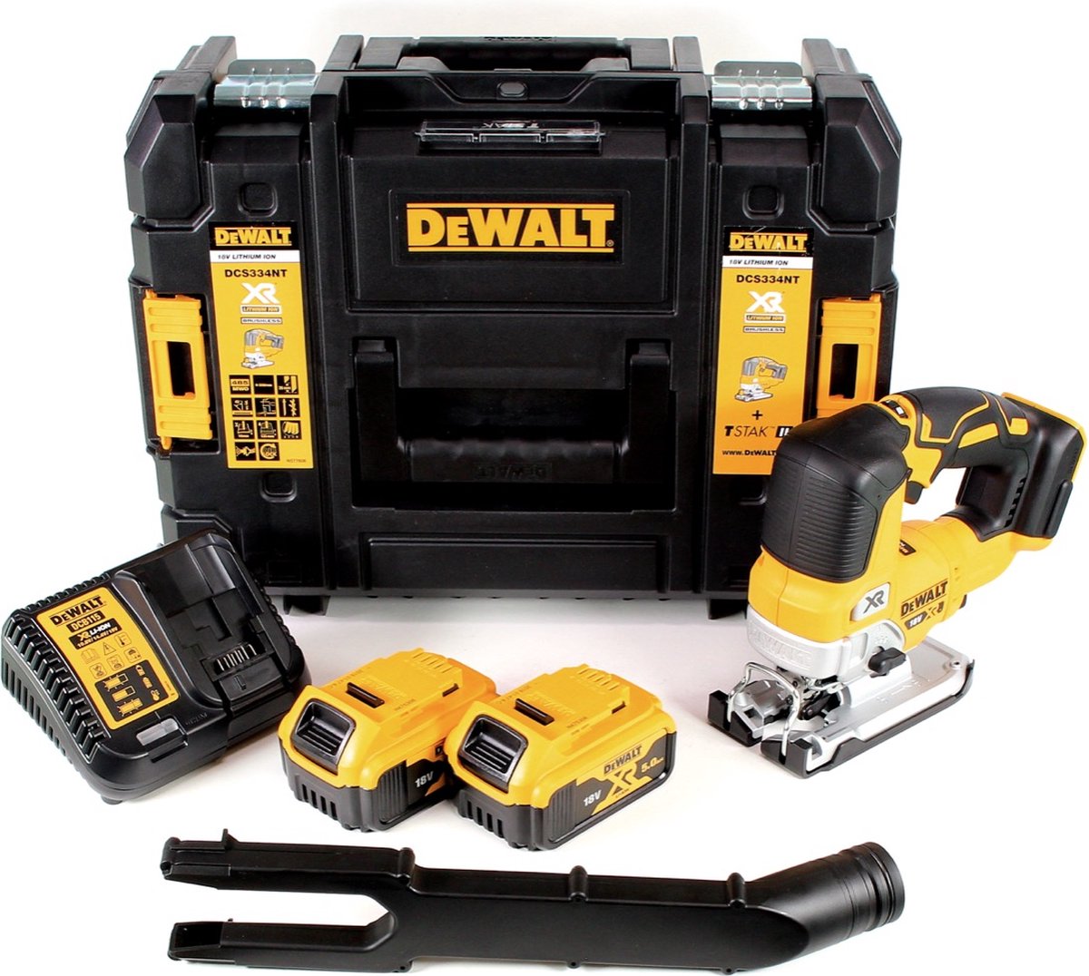 Wat vinden we goed aan de DeWalt DCS334P2 accu-pendeldecoupeerzaag 18V 2x5.0Ah TSTAK