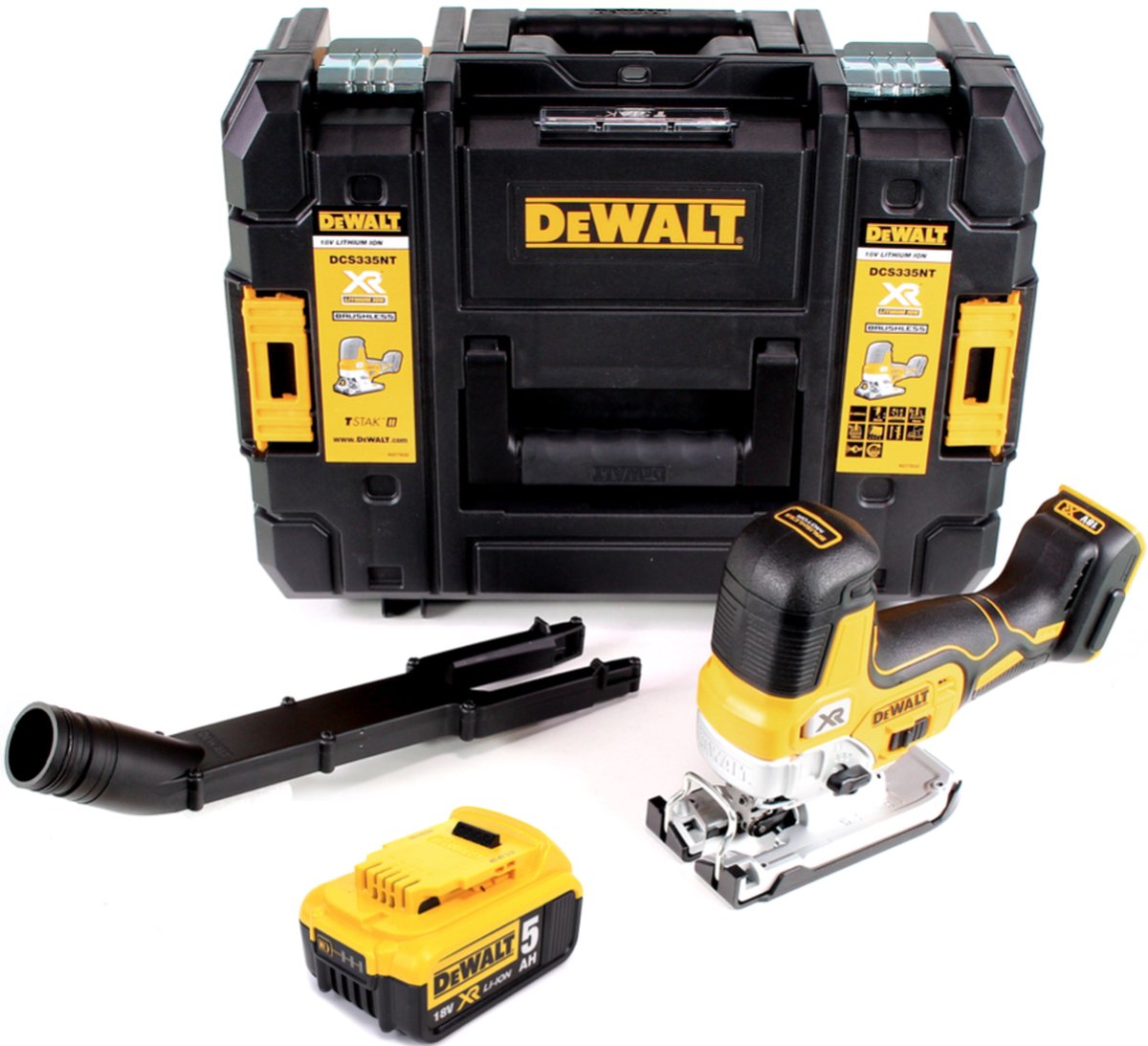 Wat vinden we goed aan de DeWalt DCS335 NT accudecoupeerzaag 18V + accu 5.0 Ah in TSTAK
