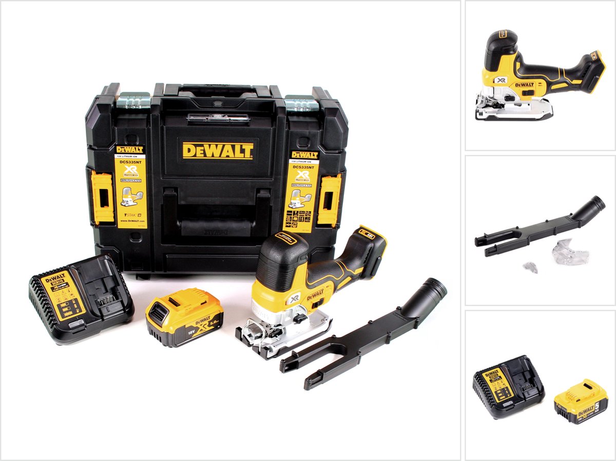 De DeWalt DCS335P1 accudecoupeerzaag 18V TSTAK in één oogopslag