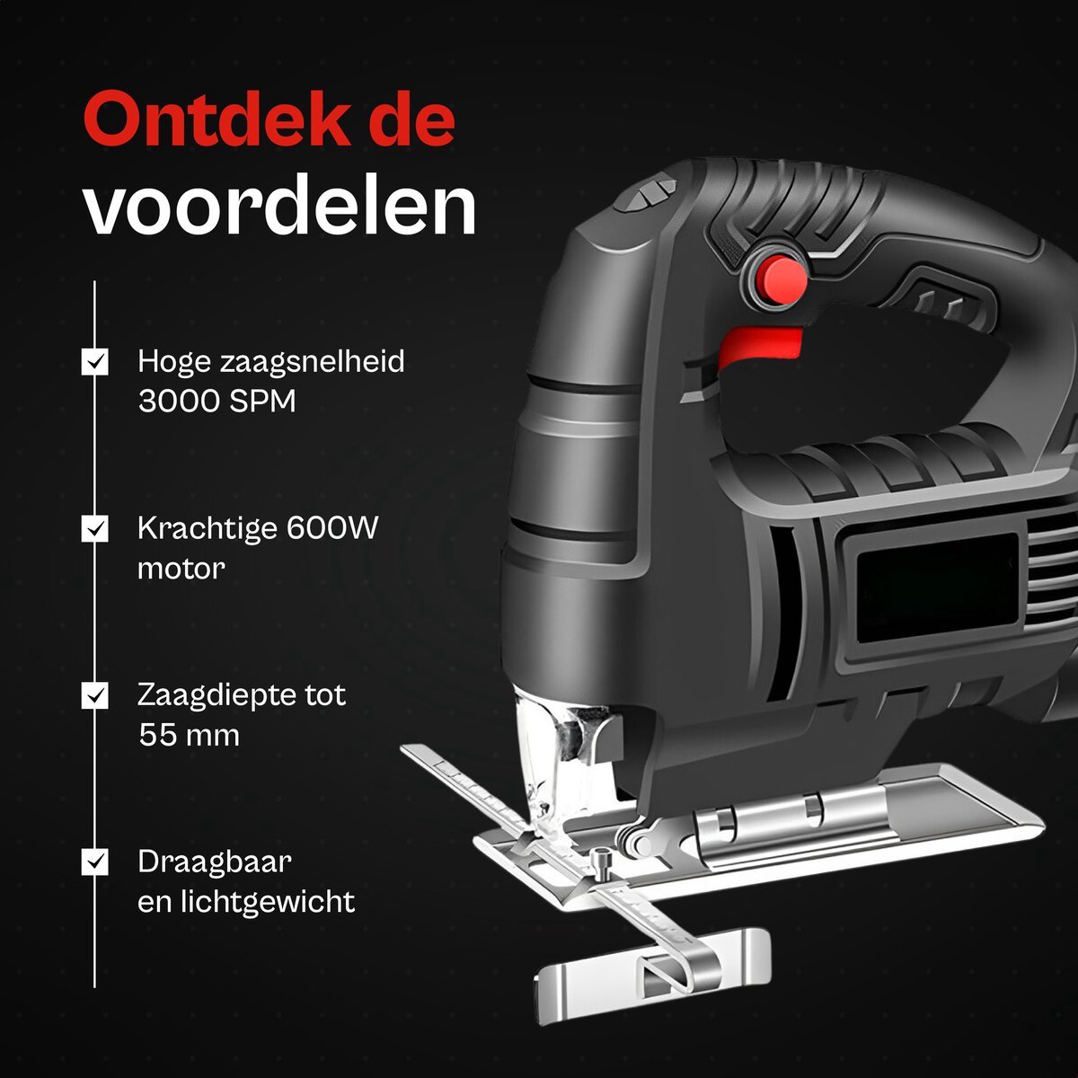 Éénsnelheid Decoupeerzaag 600W 2 kg 2m kabel