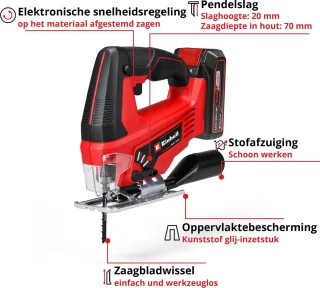 Einhell TC-JS 18/70 Li Kit Accu Decoupeerzaag Power X-Change 18V