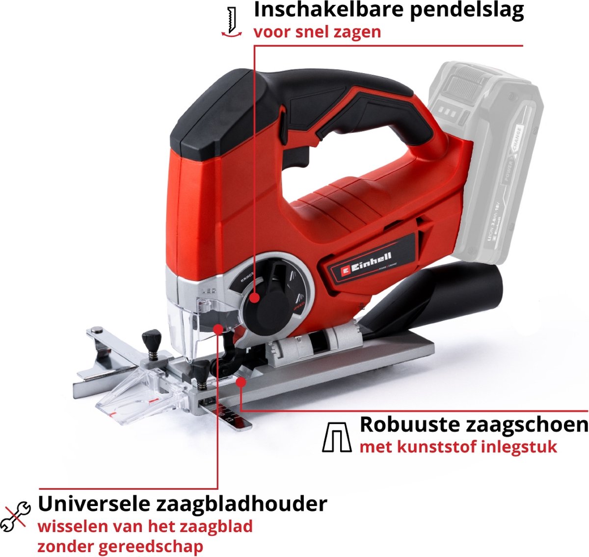 Wat vinden we goed aan de Einhell TE-JS 18 Li Solo Accu Decoupeerzaag Power X-Change