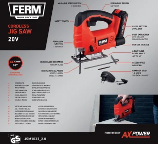 FERM AX-POWER JSM1033 2.0 Accu-decoupeerzaag