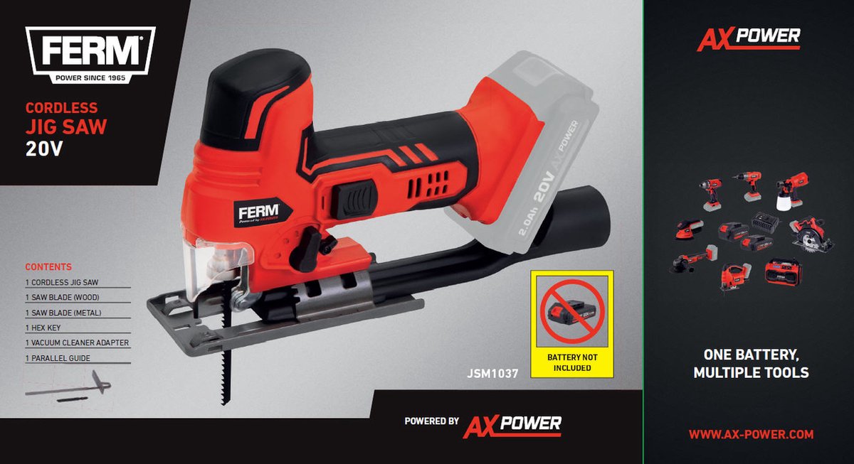 FERM AX-POWER JSM1037 Accu decoupeerzaag 20V
