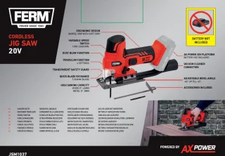 FERM AX-POWER JSM1037 Accu decoupeerzaag 20V