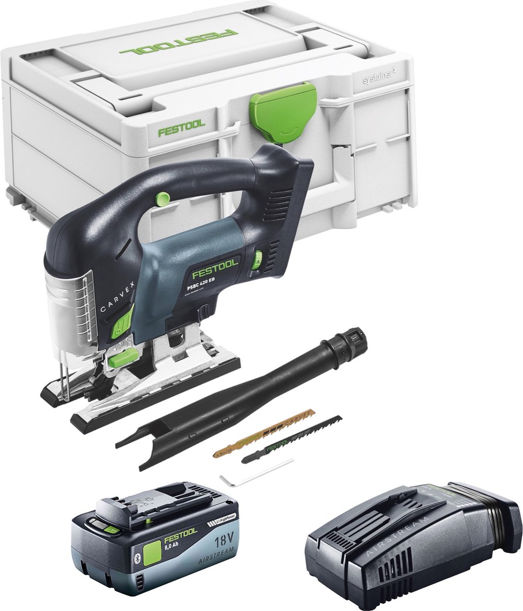 De Festool CARVEX PSBC 420 Basic Accu-Pendeldecoupeerzaag 18V in één oogopslag