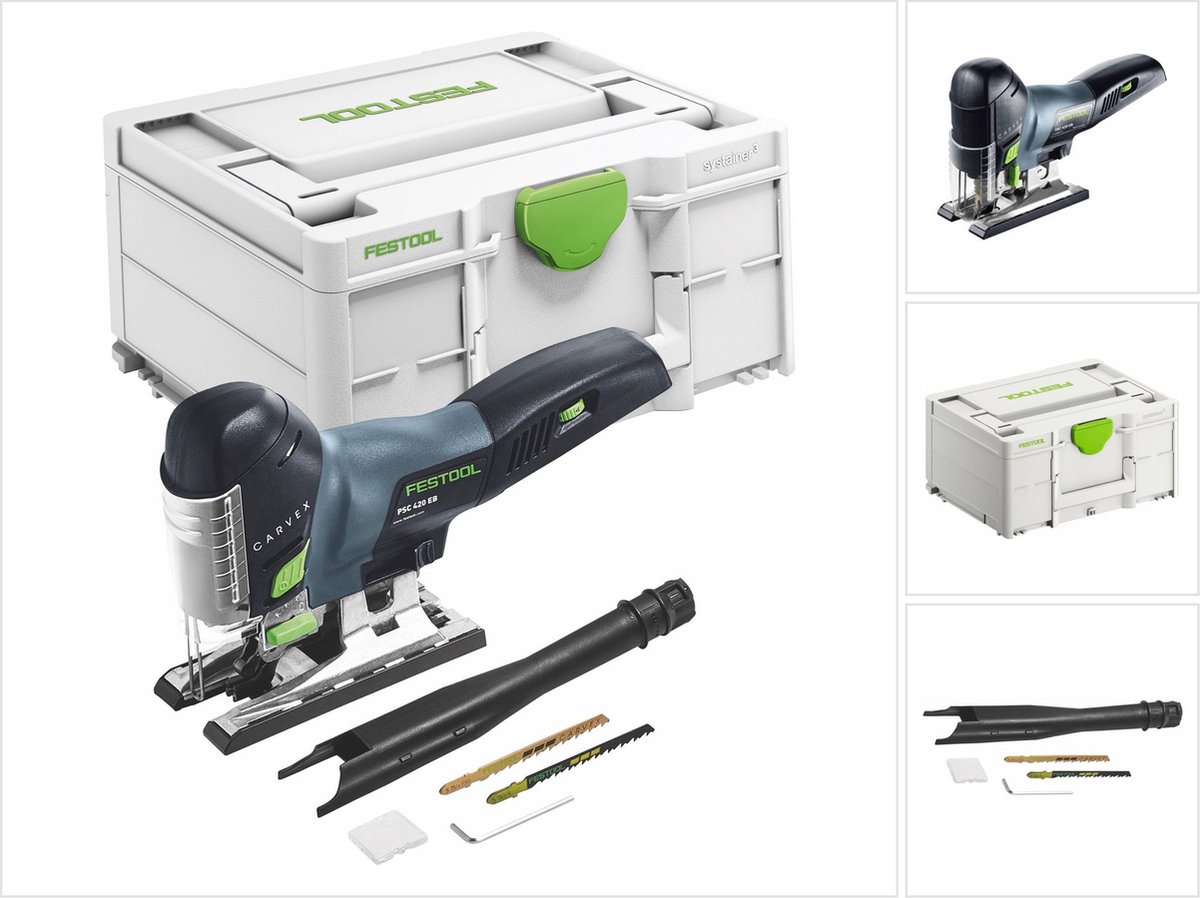 Wat vinden we goed aan de Festool CARVEX PSC 420 EB-Basic 18V accu decoupeerzaag body