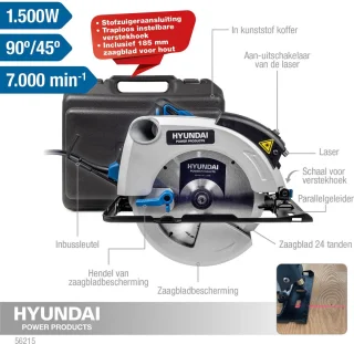 HYUNDAI cirkelzaag 1500W 185 mm