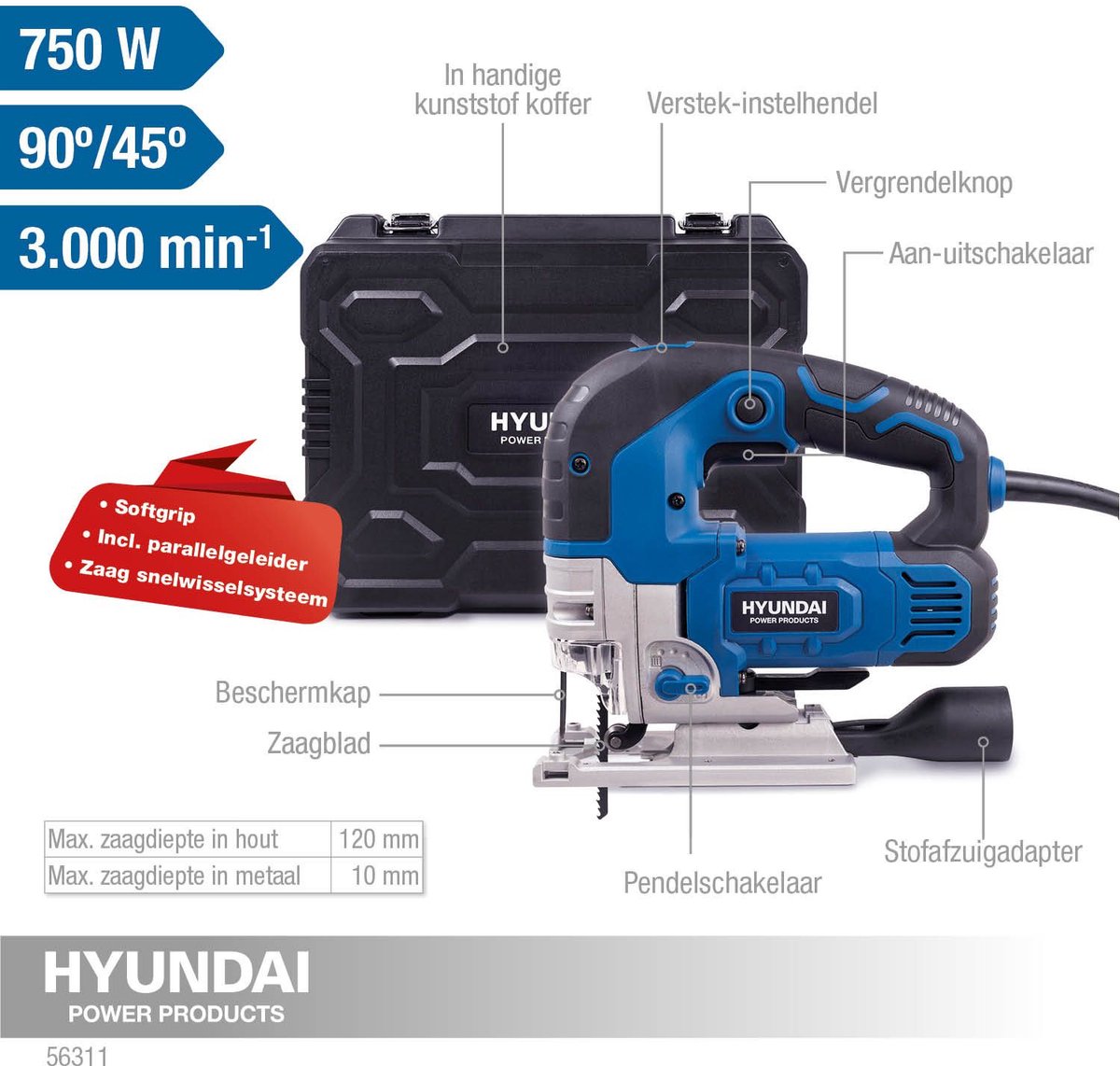 HYUNDAI decoupeerzaag 750W 120mm Deluxe
