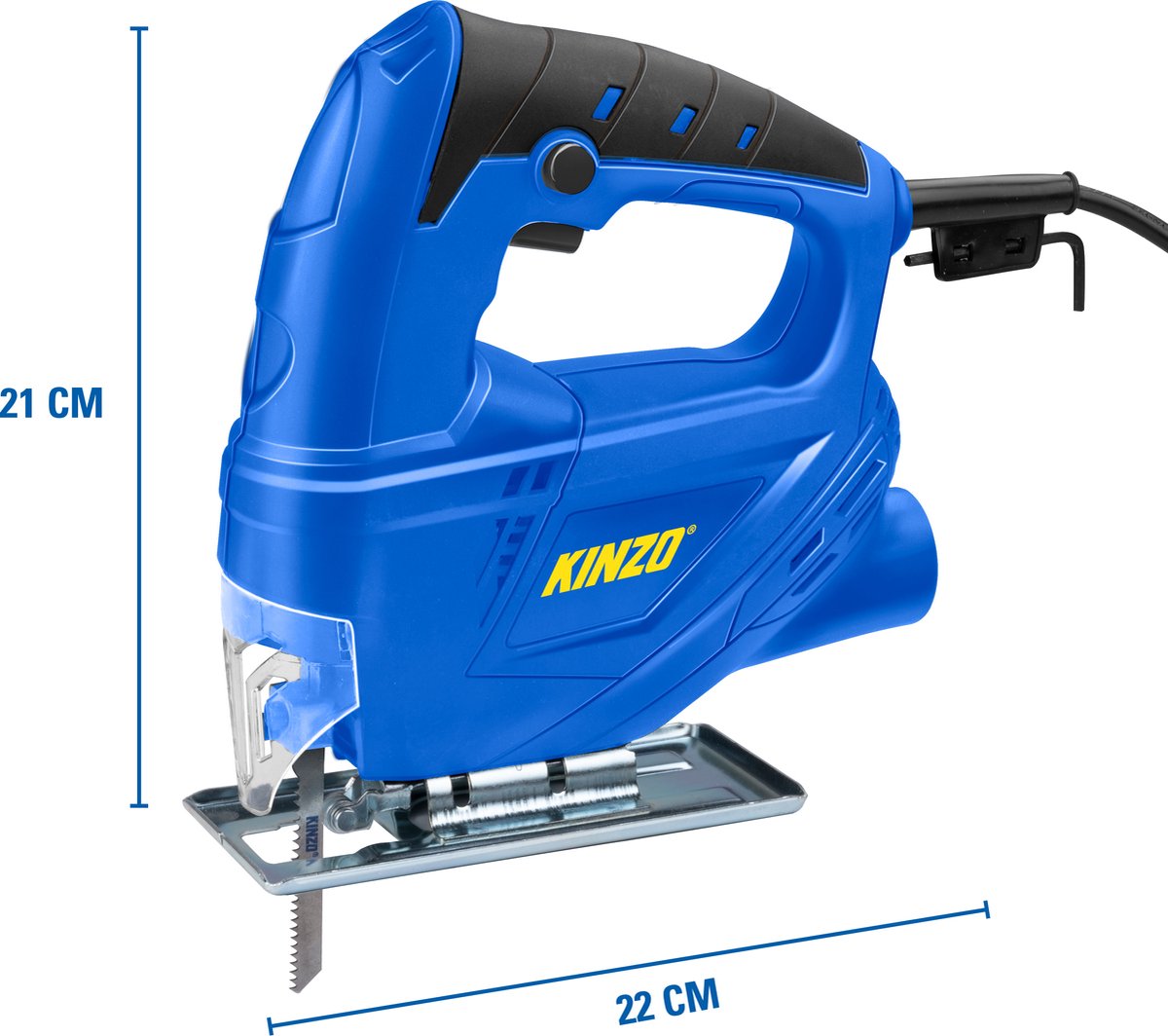 Wat vinden we goed aan de Kinzo Decoupeerzaag 230V 400W Blauw